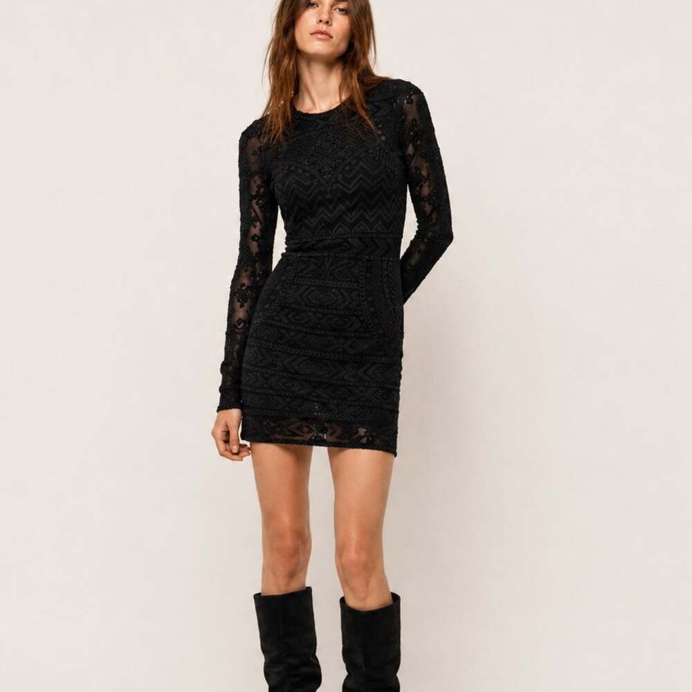 Isabel Marant Pour H&M Lace Embroidery Mini Dress in Black sz 6